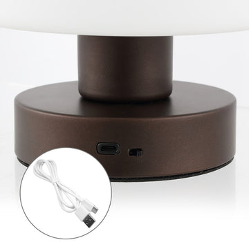 Zoe 5.75" Bohemian Farmhouse Iron Rechargeable Integrated LED Table Lamp - JONATHAN Y